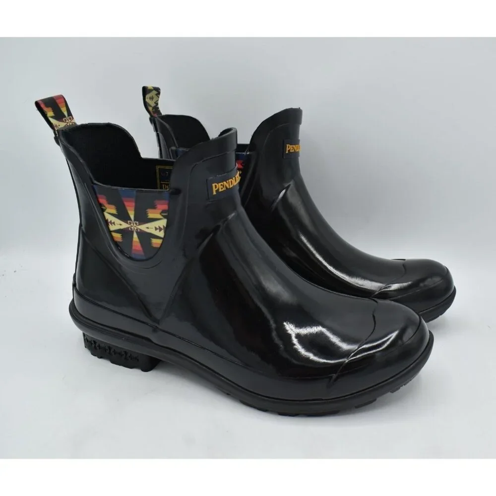 Pendleton Tucson Rain Boots Women Size 7 Black New Waterproof Chelsea Ankle Boot